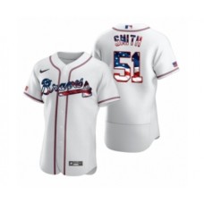 Men's Will Smith Atlanta Braves #51 White 2020 Stars & Stripes 4th of July Stitched Jersey