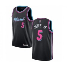 Men's Miami Heat #5 Derrick Jones Jr Authentic Black Basketball Stitched Jersey - City Edition