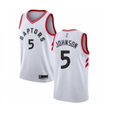 Men's Toronto Raptors #5 Stanley Johnson Authentic White Basketball Stitched Jersey - Association Edition