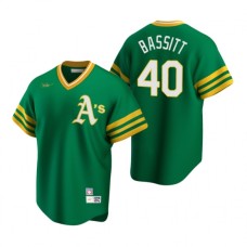 Men's Nike Oakland Athletics #40 Chris Bassitt Kelly Green Cooperstown Collection Road Stitched Baseball Jersey