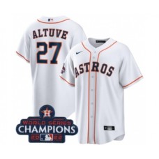 Men's Houston Astros #27 Jose Altuve White 2022 World Series Champions Home Stitched Baseball Jersey