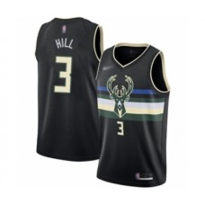 Men's Milwaukee Bucks #3 George Hill Authentic Black Finished Basketball Stitched Jersey - Statement Edition