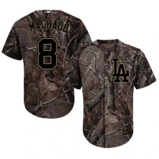 Men's Majestic Los Angeles Dodgers #8 Manny Machado Authentic Camo Realtree Collection Flex Base MLB Jersey