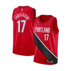 Men's Portland Trail Blazers #17 Skal Labissiere Authentic Red Finished Basketball Stitched Jersey - Statement Edition