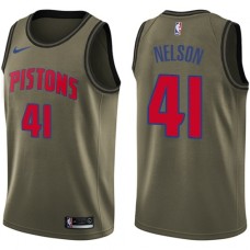 Men's Nike Detroit Pistons #41 Jameer Nelson Swingman Green Salute to Service NBA Jersey