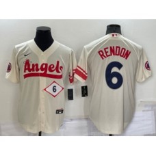 Men's Los Angeles Angels #6 Anthony Rendon Number Cream 2022 City Connect Cool Base Stitched Jersey