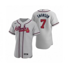 Men's Atlanta Braves #7 Dansby Swanson Nike Gray Authentic 2020 Road Stitched Jersey