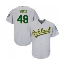 Men's Oakland Athletics #48 Joakim Soria Replica Grey Road Cool Base Baseball Jersey