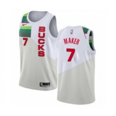 Men's Nike Milwaukee Bucks #7 Thon Maker White Swingman Jersey - Earned Edition