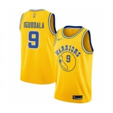 Men's Golden State Warriors #9 Andre Iguodala Authentic Gold Hardwood Classics Basketball Stitched Jersey