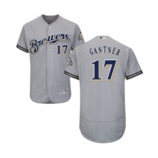 Men's Milwaukee Brewers #17 Jim Gantner Grey Road Flex Base Authentic Collection Baseball Jersey