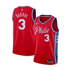 Men's Philadelphia 76ers #3 Dana Barros Authentic Red Finished Basketball Stitched Jersey - Statement Edition