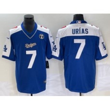 Men's Los Angeles Dodgers #7 Julio Urias Blue Vin Scully Pullover Stitched Jersey