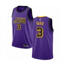 Men's Los Angeles Lakers #3 Anthony Davis Authentic Purple Basketball Jersey - City Edition