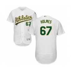 Men's Oakland Athletics #67 Grant Holmes White Home Flex Base Authentic Collection Baseball Player Stitched Jersey