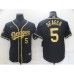 Men's Nike Los Angeles Dodgers #5 Corey Seager Black Gold Authentic Stitched Jersey