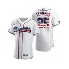 Men's Tyler Flowers #25 Atlanta Braves White 2020 Stars & Stripes 4th of July Stitched Jersey