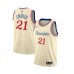 Men's Philadelphia 76ers #21 Joel Embiid Swingman Cream Basketball Stitched Jersey - 2019 20 City Edition