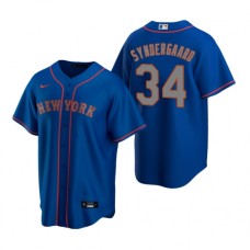 Men's Nike New York Mets #34 Noah Syndergaard Royal Alternate Road Stitched Baseball Jersey