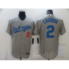 Men's Los Angeles Dodgers #2 Tommy Lasorda Nike Gray Stitched Jersey