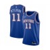 Men's New York Knicks #11 Frank Ntilikina Authentic Blue Basketball Stitched Jersey - Statement Edition