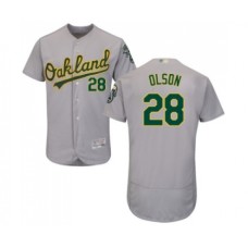 Men's Oakland Athletics #28 Matt Olson Grey Road Flex Base Authentic Collection Baseball Jersey