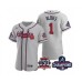 Men's Atlanta Braves #1 Ozzie Albies 2021 Gray World Series Champions With 150th Anniversary Flex Base Stitched Jersey