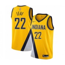 Men's Indiana Pacers #22 T. J. Leaf Authentic Gold Finished Basketball Stitched Jersey - Statement Edition