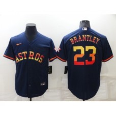 Men's Houston Astros #23 Michael Brantley Navy Blue Rainbow Stitched MLB Cool Base Nike Jersey