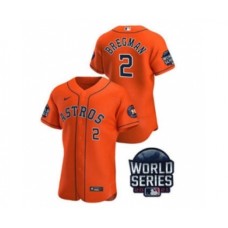 Men's Houston Astros #2 Alex Bregman 2021 Orange World Series Flex Base Stitched Baseball Jersey