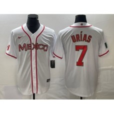 Men's Nike Mexico Baseball #7 Julio Urias NEW 2023 White World Classic Stitched Jersey