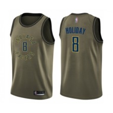 Men's Indiana Pacers #8 Justin Holiday Swingman Green Salute to Service Basketball Stitched Jersey