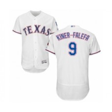 Men's Texas Rangers #9 Isiah Kiner-Falefa White Home Flex Base Authentic Collection Baseball Player Stitched Jersey