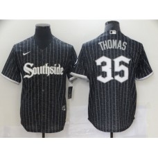 Men's Chicago White Sox #35 Frank Thomas Authentic Black Fashion Stitched Jersey