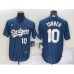 Men's Los Angeles Dodgers Blank Number Navy Blue Pinstripe Stitched MLB Cool Base Nike Jersey