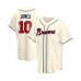 Men's Chipper Jones #10 Atlanta Braves Cream Replica Alternate Stitched Jersey