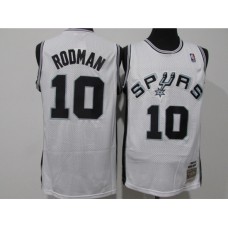 Men's San Antonio Spurs #10 Dennis Rodman White Swingman Throwback Stitched Jersey