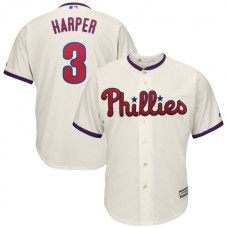 Men's Philadelphia Phillies #3 Bryce Harper Majestic Cream Alternate Official Cool Base Player Jersey