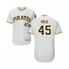 Men's Pittsburgh Pirates #45 Michael Feliz White Home Flex Base Authentic Collection Baseball Player Stitched Jersey