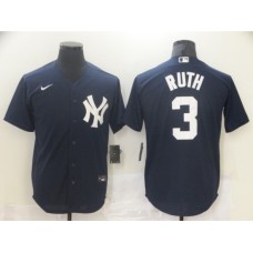 Men's Nike New York Yankees #3 Babe Ruth Navy Road Flex Base Authentic Collection Stitched Jersey