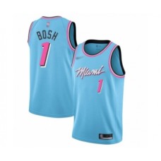 Men's Miami Heat #1 Chris Bosh Swingman Blue Basketball Stitched Jersey - 2019 20 City Edition