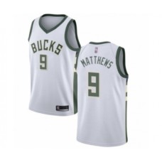 Men's Milwaukee Bucks #9 Wesley Matthews Authentic White Basketball Stitched Jersey - Association Edition