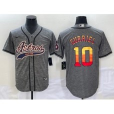 Men's Houston Astros #10 Yuli Gurriel Grey Gridiron Cool Base Stitched Baseball Jersey