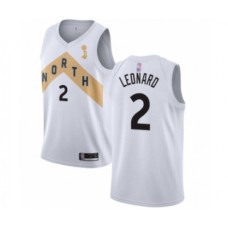 Men's Toronto Raptors #2 Kawhi Leonard Swingman White 2019 Basketball Finals Champions Jersey - City Edition