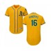 Men's Oakland Athletics #16 Liam Hendriks Gold Alternate Flex Base Authentic Collection Baseball Jersey