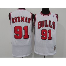 Men's Chicago Bulls #91 Dennis Rodman Authentic White Home NBA Stitched Jersey