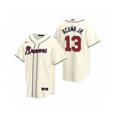 Men's Atlanta Braves #13 Ronald Acuna Jr. Nike Cream 2020 Replica Alternate Stitched Jersey