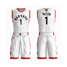 Men's Toronto Raptors #1 Patrick McCaw Swingman White 2019 Basketball Finals Bound Suit Jersey - Association Edition