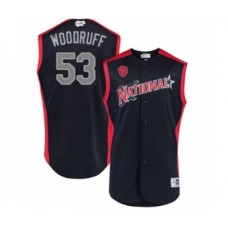 Men's Milwaukee Brewers #53 Brandon Woodruff Authentic Navy Blue National League 2019 Baseball All-Star Jersey