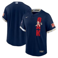 Men's Oakland Athletics Blank Nike Navy 2021 MLB All-Star Game Replica Stitched Jersey